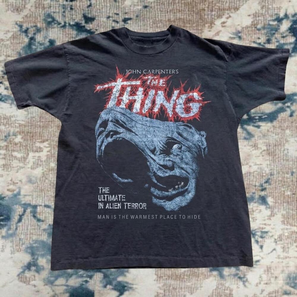 The Thing John Carpenter Horror Graphic Vintage Faded Black T-Shirt